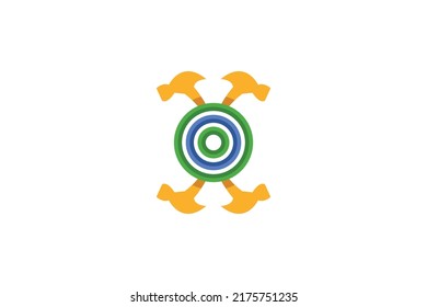 Repair Tool Colored Monoline Logo Vector