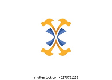 Reparaturwerkzeuge mit farbigem Monoline-Logo-Vektorgrafik