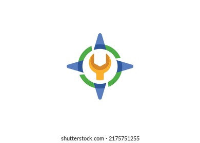 Repair Tool Colored Monoline Logo Vector