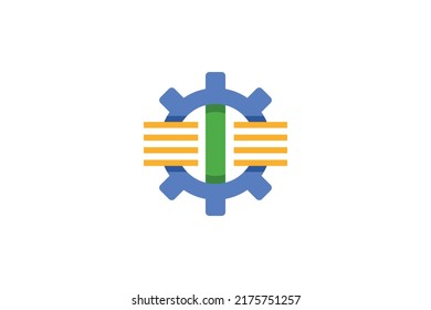 Reparaturwerkzeuge mit farbigem Monoline-Logo-Vektorgrafik