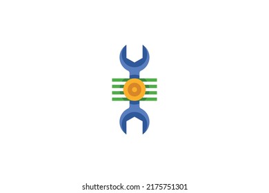 Repair Tool Colored Monoline Logo Vector