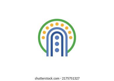 Reparaturwerkzeuge mit farbigem Monoline-Logo-Vektorgrafik