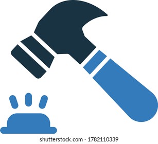 Herramienta de reparación, diseño de iconos de martillo