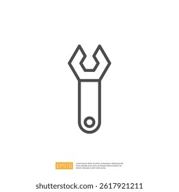 Repair Tool Icon Featuring a Wrench for Home Renovation and Maintenance Projects in a Simple and Clean Design