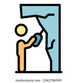 Repair tool icon outline vector. Home work. Hammer house color flat