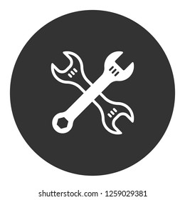 Repair tool icon. Wrench sign. Toolkit icon. Spanner icon. Engineer work tools vector sign. Mechanic tools sign.  EPS 10 flat symbol. Round icon design