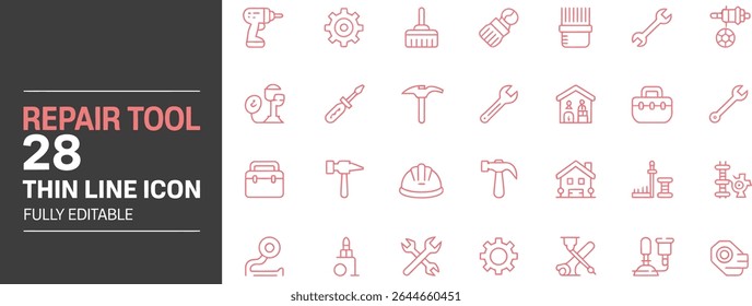 Repair tool icons for maintenance and construction work