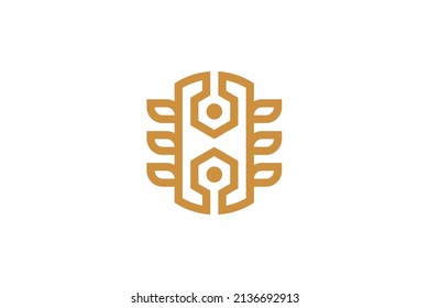 Logotipo Monoline de reparación y herramienta