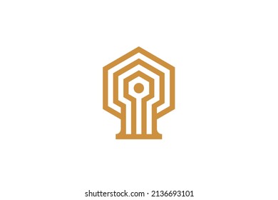 Logotipo Monoline de reparación y herramienta