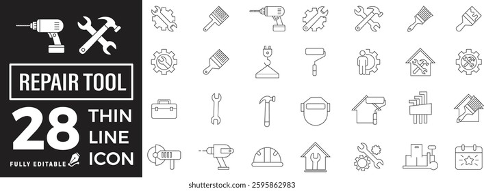 Repair Tool Set of Web Icons in Line Style | Business Workshop, Team Building, Coaching, Meeting, Motivation and More