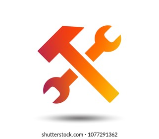 Repair tool sign icon. Service symbol. Hammer with wrench. Blurred gradient design element. Vivid graphic flat icon. Vector