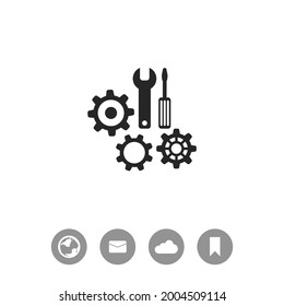 Repair tool vector icon. Service symbol. Gear, screwdriver and wrench.