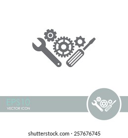 Repair tool vector icon. Service symbol. Gear, screwdriver and wrench.