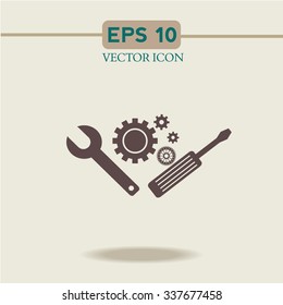 Repair tool vector icon. Service symbol. Gear, screwdriver and wrench.-