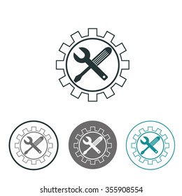 Repair tool vector icon. Service symbol. Gear, screwdriver and wrench