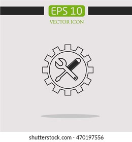 Repair tool vector icon. Service symbol. Gear, screwdriver and wrench.