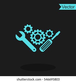 Repair tool vector icon. Service symbol. Gear, screwdriver and wrench.