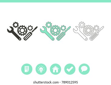 Repair tool vector icon. Service symbol. Gear, screwdriver and wrench.