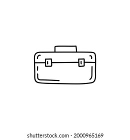 repair toolbox icon in flat black line style, isolated on white background