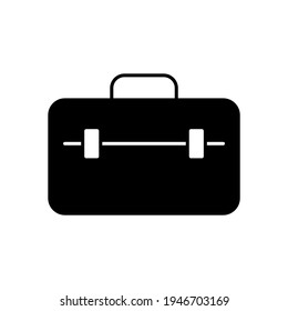 Reparatur-Toolbox-Symbol auf schwarz-weißem Hintergrund