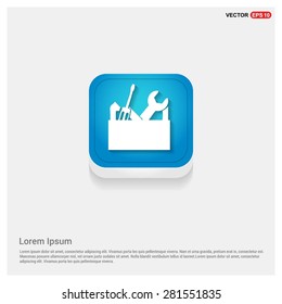 repair Toolbox with Tools icon - abstract logo type icon - blue abstract 3d button with light board and shadow on gray background. Vector illustration