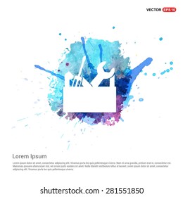 Repair Toolbox with Tools icon - abstract logo type icon - Blue water color Paint splash beautiful background. Vector illustrationmale user