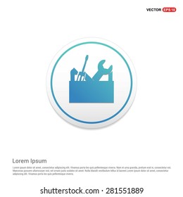 repair Toolbox with Tools icon - abstract logo type icon - turquoise icon on white button background. Vector illustration