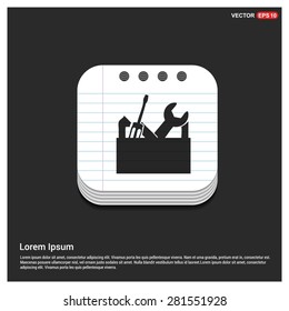 repair Toolbox with Tools icon - abstract logo type icon - glossy notepad book icon button background. Vector illustration