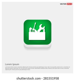 repair Toolbox with Tools icon - abstract logo type icon - green abstract 3d button with light board and shadow on gray background. Vector illustration