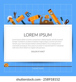 Repair tools background with construction and carpenter instruments vector illustration