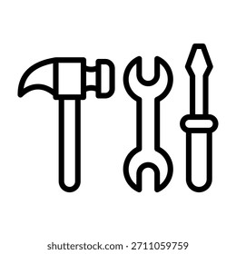 Ilustração do vetor da linha do ícone das ferramentas de reparo