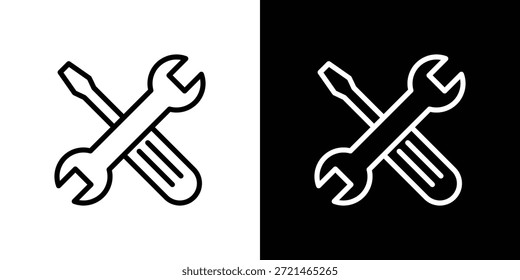 Concepto de logotipo de icono de herramientas de reparación en trazos