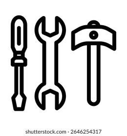Repair tools icon outline set sign
