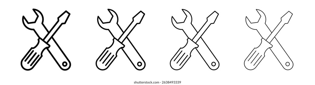 Repair tools icon Outline sign symbol set