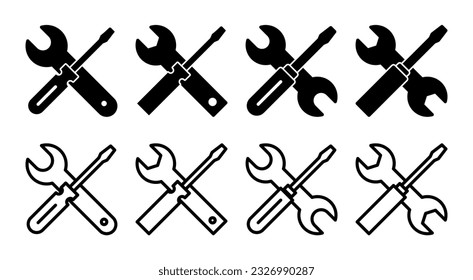 Repair tools icon set illustration. tool sign and symbol. setting icon. Wrench and screwdriver. Service