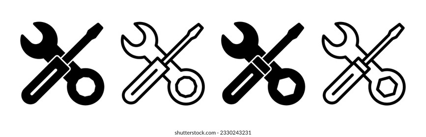 Repair tools icon set illustration. tool sign and symbol. setting icon. Wrench and screwdriver. Service