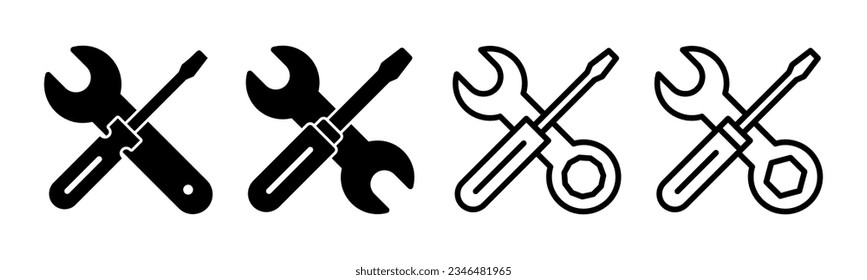 Repair tools icon set illustration. tool sign and symbol. setting icon. Wrench and screwdriver. Service