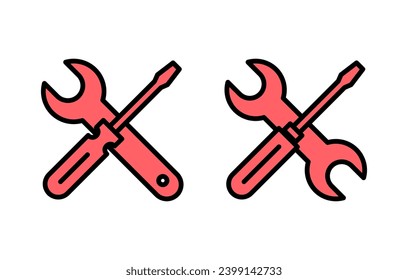 Repair tools icon set illustration. tool sign and symbol. setting icon. Wrench and screwdriver. Service