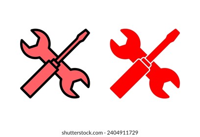 Repair tools icon set illustration. tool sign and symbol. setting icon. Wrench and screwdriver. Service