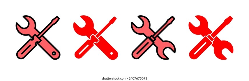 Repair tools icon set illustration. tool sign and symbol. setting icon. Wrench and screwdriver. Service