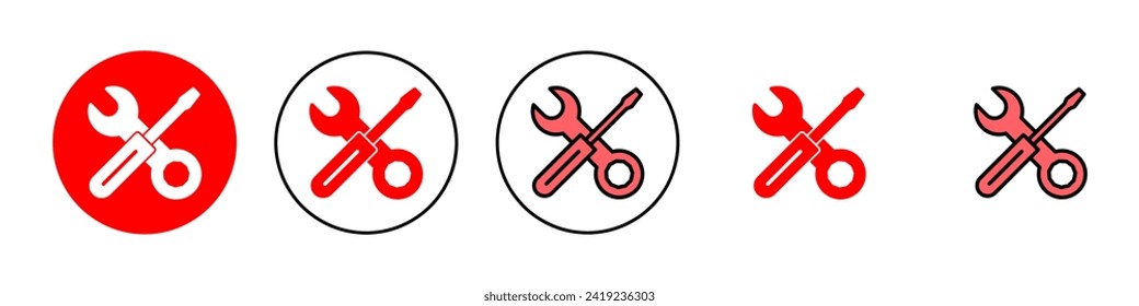 Ilustración de conjunto de iconos de herramientas de reparación. símbolo y signo de la herramienta. para abrir el Navegador. Llave y destornillador. Servicio