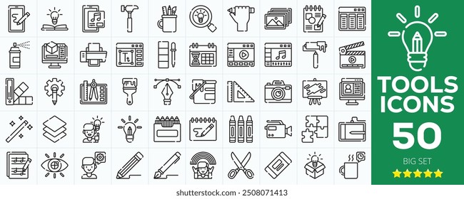 Repair tools icon set with maintenance, cutting, knife, sickle, scythe, hatchet, ruler, service, plunger, and drill.