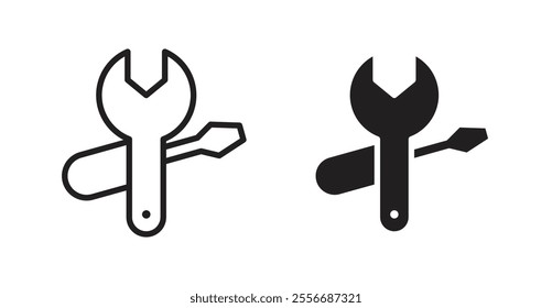 Repair tools icon set in Thin line black color.