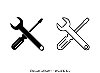 Repair tools icon set. tool icon vector. setting icon vector. Wrench and screwdriver. support, Service