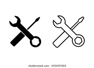 Repair tools icon set. tool icon vector. setting icon vector. Wrench and screwdriver. support, Service