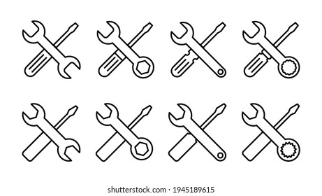 Repair tools icon set. tool icon vector. setting icon vector. Wrench and screwdriver. support, Service