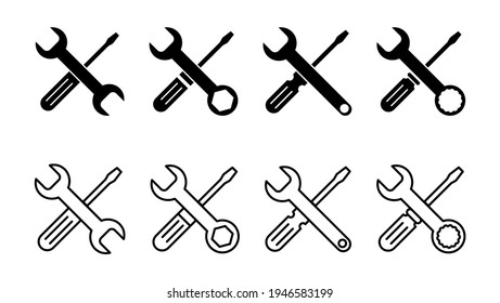 Repair tools icon set. tool icon vector. setting icon vector. Wrench and screwdriver. support, Service