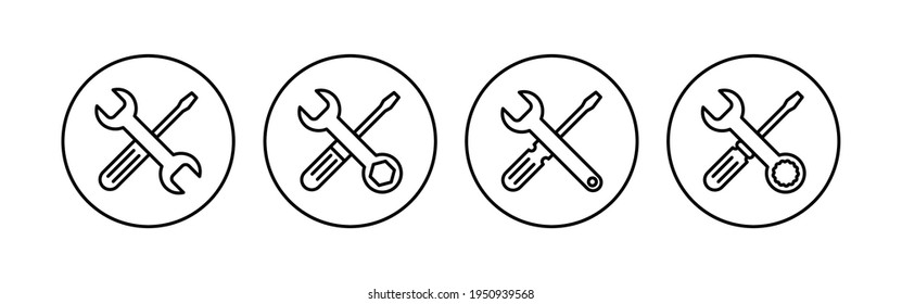 Repair tools icon set. tool icon vector. setting icon vector. Wrench and screwdriver. support, Service