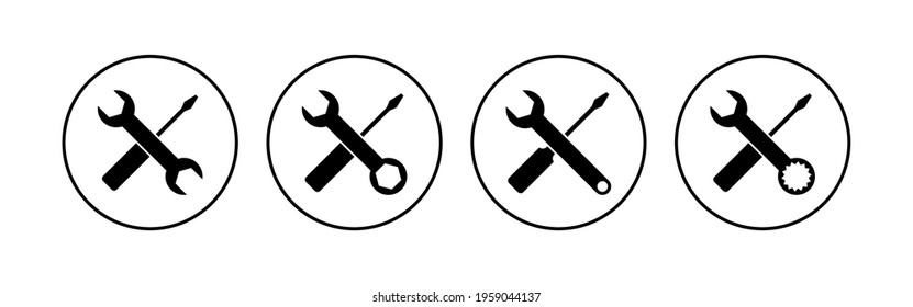 Repair tools icon set. tool icon vector. setting icon vector. Wrench and screwdriver. support, Service