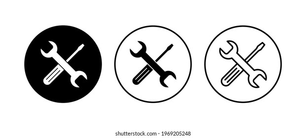 Repair tools icon set. tool icon vector. setting icon vector. Wrench and screwdriver. support, Service